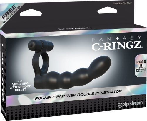 Fantasy C-Ringz Posable Partner Double Penetrator – Black – Varta Mayoreo