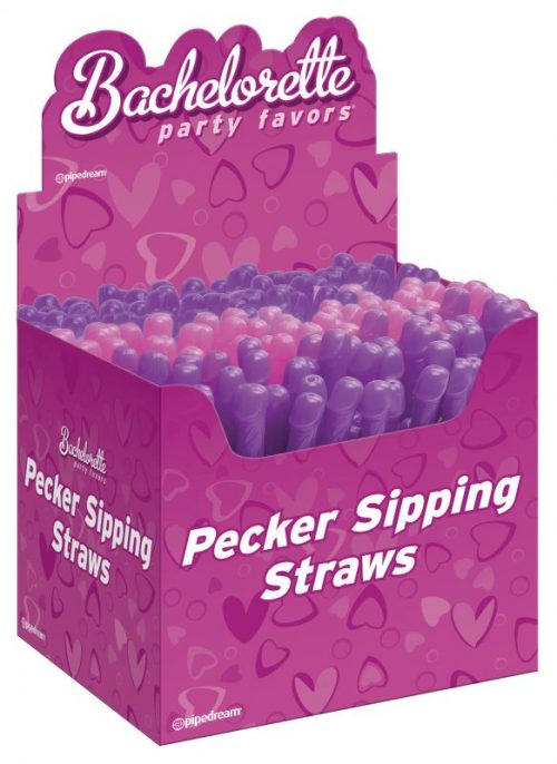 Bachelorette Party Favors Pecker Sipping Straws – Display Of 144 – Varta Mayoreo