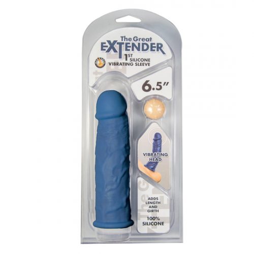 The Great Extender 1St Silicone Vibrating Sleeve 6.5” Blue